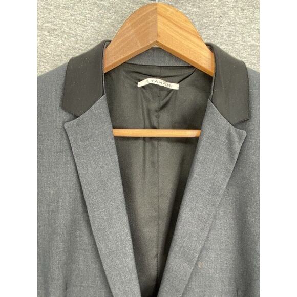 T Tahari Blazer Jacket Womens 8 Black Wool Lined Career Long Sleeve Collared - Picture 6 of 16